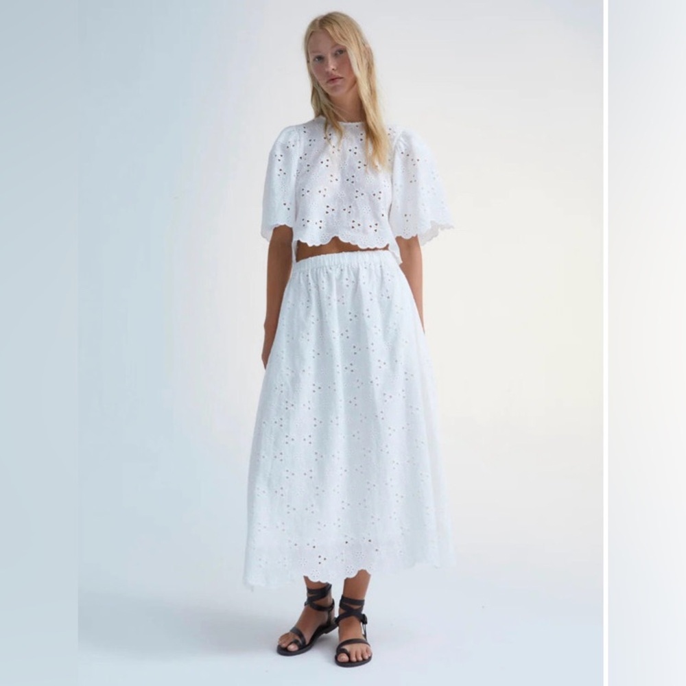 Poppy's of Atlanta boutique -The New Society Abbot skirt long white eyelet skirt